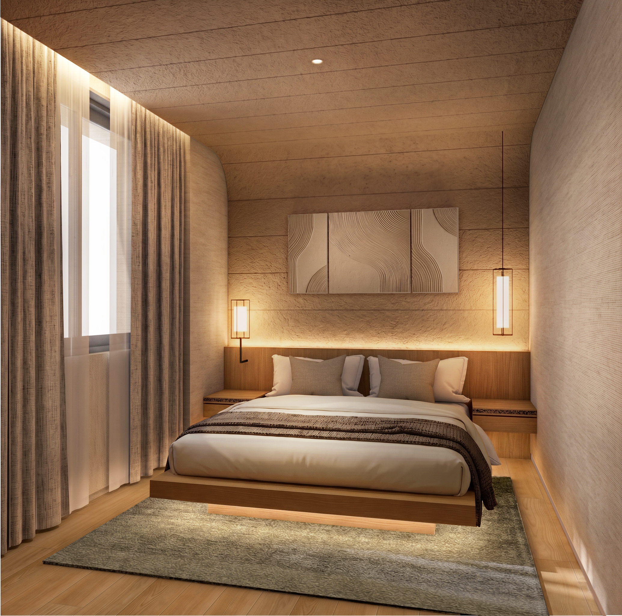 Bedroom warm indirect lighting reference